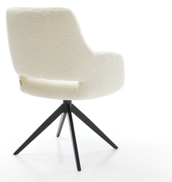 DELIFE Jedálenská stolička Yago-Flex s opierkami barančekový potah béžová krížová podstava široká čierna otočný o 360° hojdacia funkcia vrecková pružina