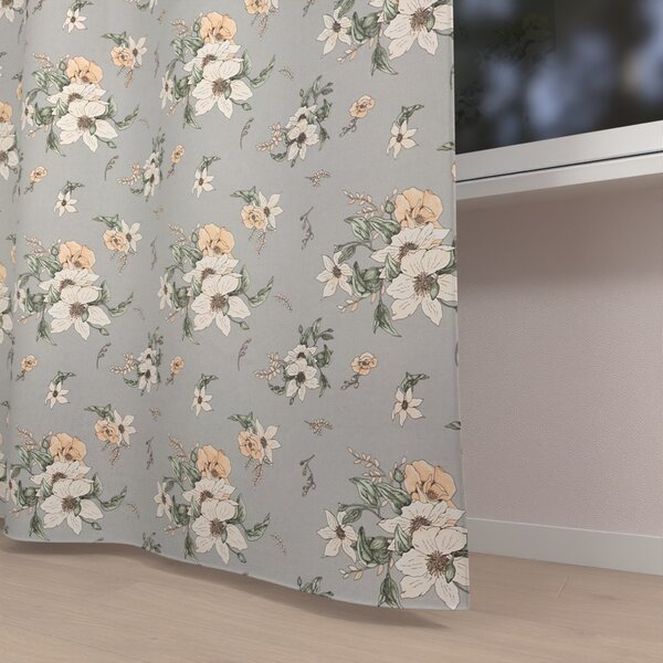 Biante Detský bavlnený záves Sandra SA-465 Oranžové kvety na sivom 150x140 cm