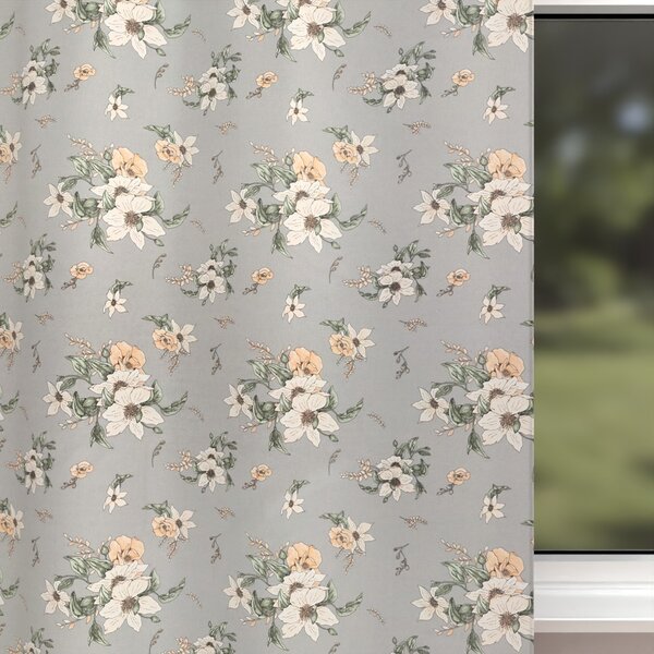 Biante Detský bavlnený záves Sandra SA-465 Oranžové kvety na sivom 150x140 cm