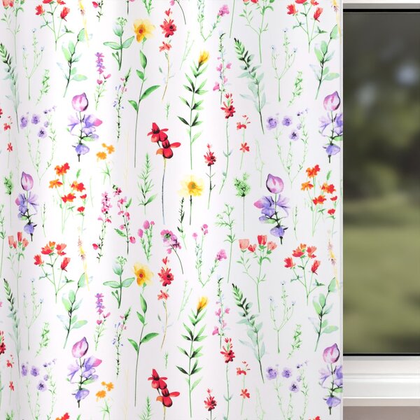 Biante Detský bavlnený záves Sandra SA-492 Kvetovaná lúka na bielom 150x140 cm