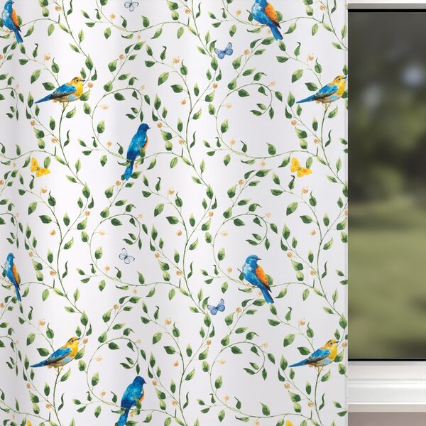 Biante Detský bavlnený záves Sandra SA-501 Modré vtáky a vetvičky na bielom 150x140 cm