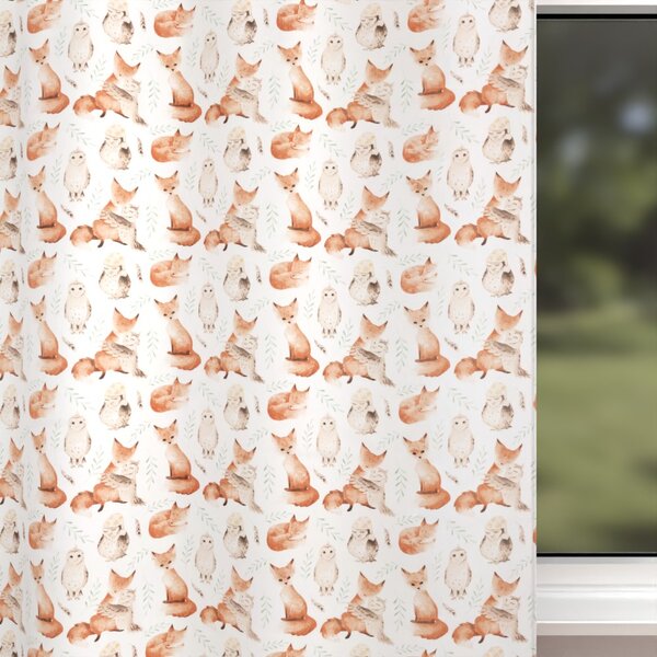 Biante Detský bavlnený záves Sandra SA-523 Líšky a sovy na bielom 150x140 cm
