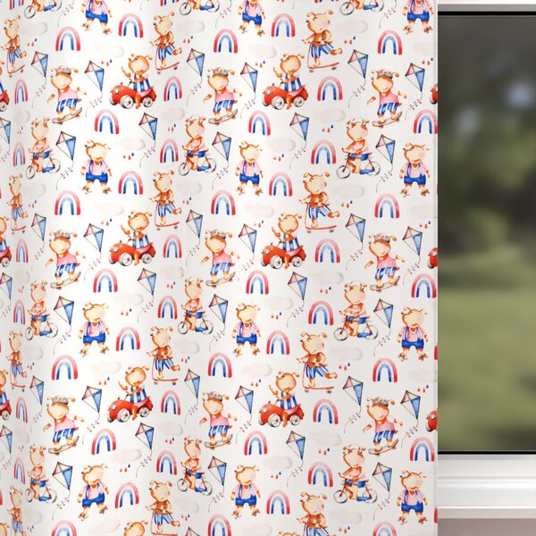 Biante Detský bavlnený záves Sandra SA-521 Modro-červení psíkovia s autami na bielom 150x140 cm