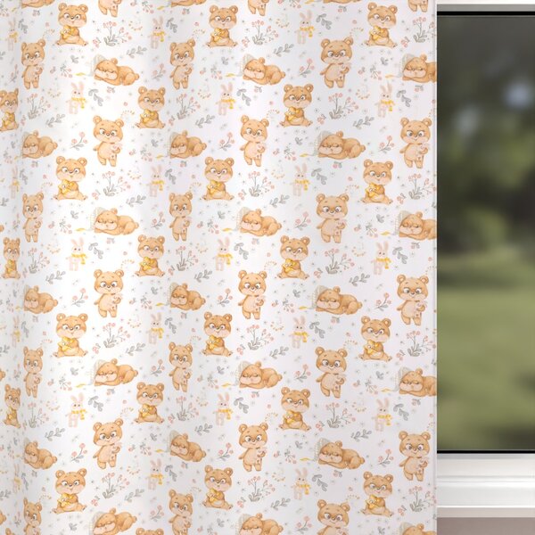 Biante Detský bavlnený záves Sandra SA-524 Roztomilí medvedíkovia na bielom 150x160 cm