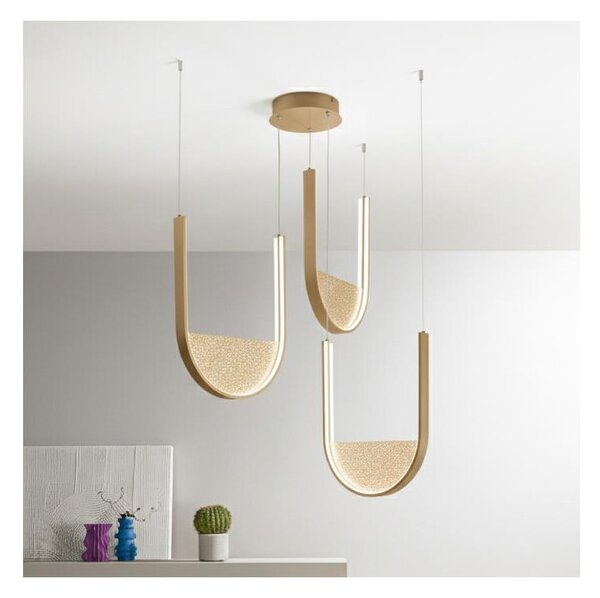 Ondaluce - LED stmievateľný luster na lanku LOTUS LED/70W/230V zlatý
