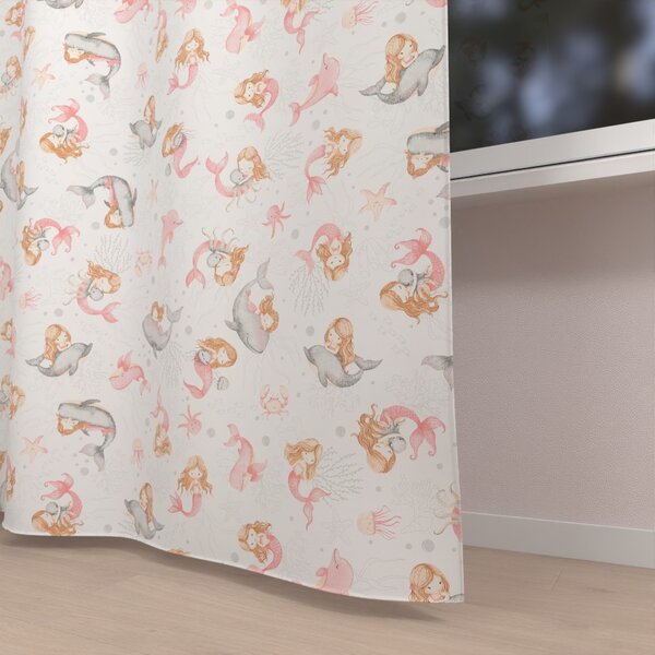 Biante Detský bavlnený záves Sandra SA-527 Ružové morské panny s delfínmi a veľrybami na bielom 150x140 cm