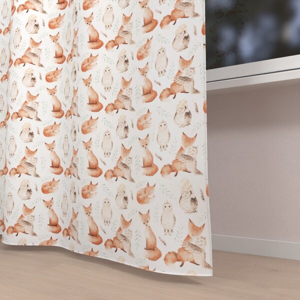 Biante Detský bavlnený záves Sandra SA-523 Líšky a sovy na bielom 150x140 cm