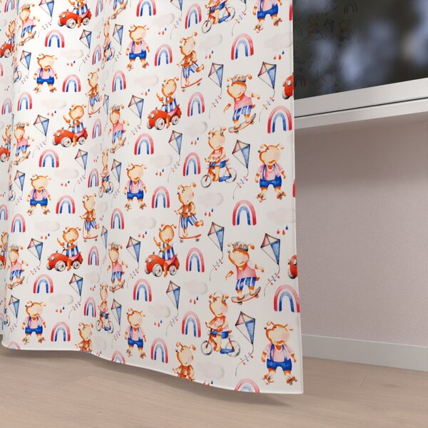 Biante Detský bavlnený záves Sandra SA-521 Modro-červení psíkovia s autami na bielom 150x140 cm