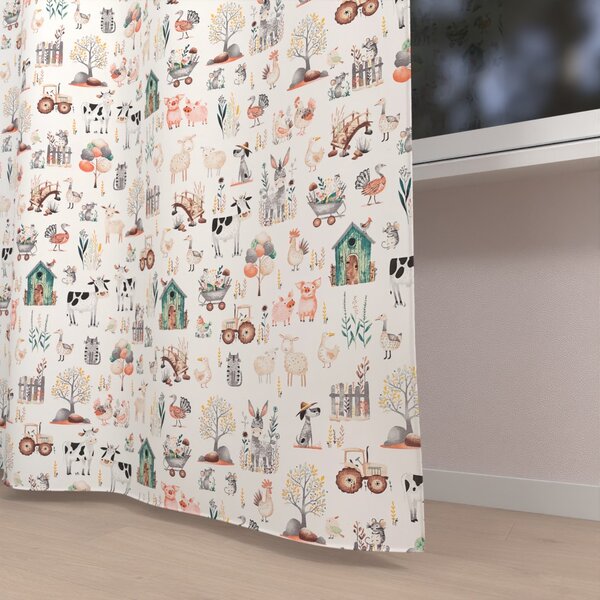 Biante Detský bavlnený záves Sandra SA-563 Zvieratká na farme na bielom 150x140 cm