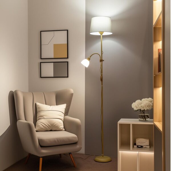 Brilagi - Stojacia lampa CERIA 1xE27/100W/230V + 1xE14/25W zlatá/šedá