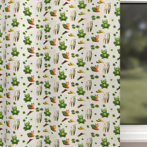 Biante Detský bavlnený záves Sandra SA-609 Žabky a slimáky na bielom 150x160 cm