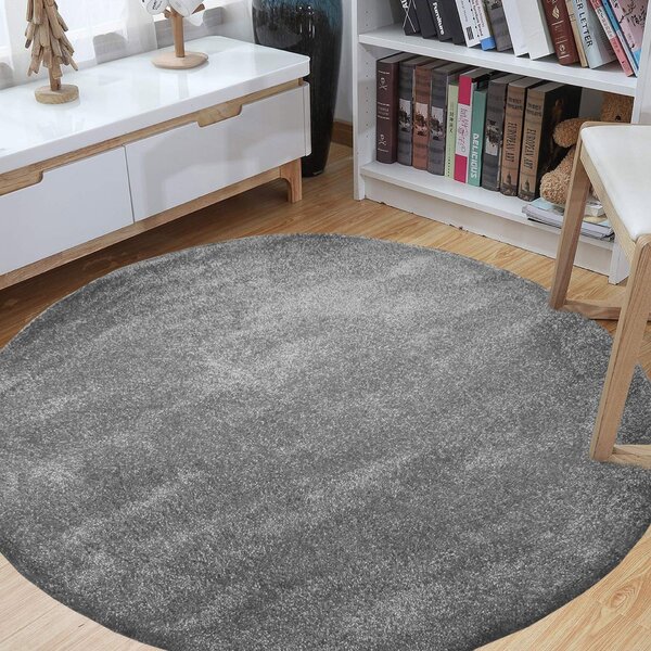 Sivý okrúhly koberec s dlhým vlasom Sivá 200X200