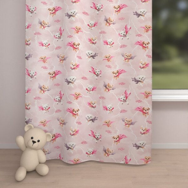 Biante Detský bavlnený záves Sandra SA-650 Psí superhrdinovia na staroružovom 150x140 cm