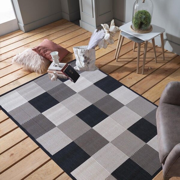 Dizajnový koberec so štvorcovým vzorom Šedá Šírka: 133 cm | Dĺžka: 195 cm