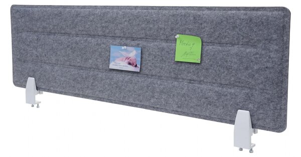 Akustický panel na stôl HWC-G76 - tkanina/textil s reliéfom - 100x30cm - sivá