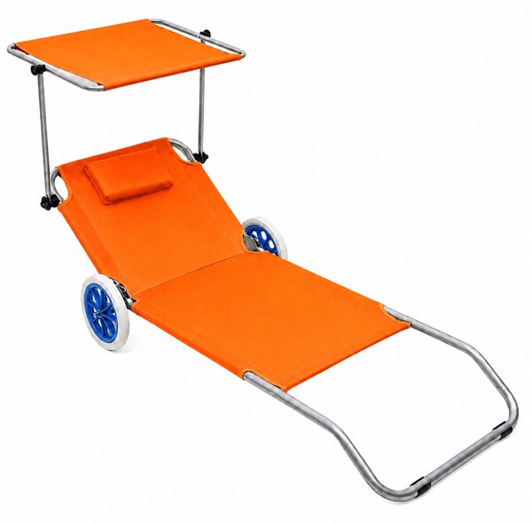 LEAN Skladacie plážové ležadlo - oranžové