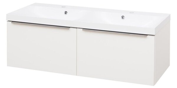 Mereo Mailo, kúpeľňová skrinka s umývadlom z liateho mramoru 121 cm, biela, dub, antracit Mailo, kúpeľňová skrinka s umývadlom z liateho mramoru 121 …