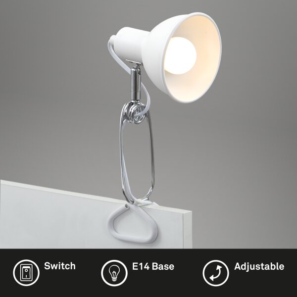Briloner 2790-016 - Lampa s klipom FIX 1xE14/8W/230V biela