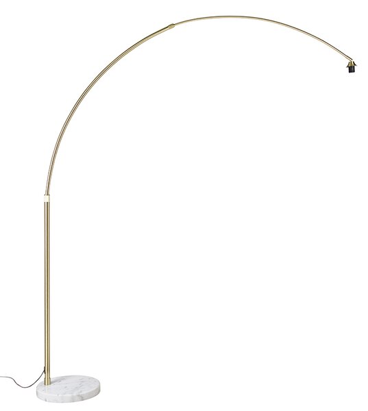 Oblúková lampa mosadz s bielym mramorovým podstavcom nastaviteľná - XXL