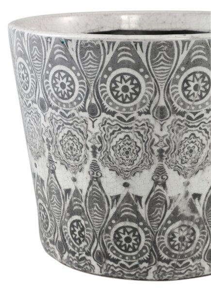 Okrúhly keramický kvetináč BEIRE 14 cm, sivo-biely Veľkosť: L