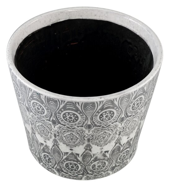 Okrúhly keramický kvetináč BEIRE 14 cm, sivo-biely Veľkosť: L