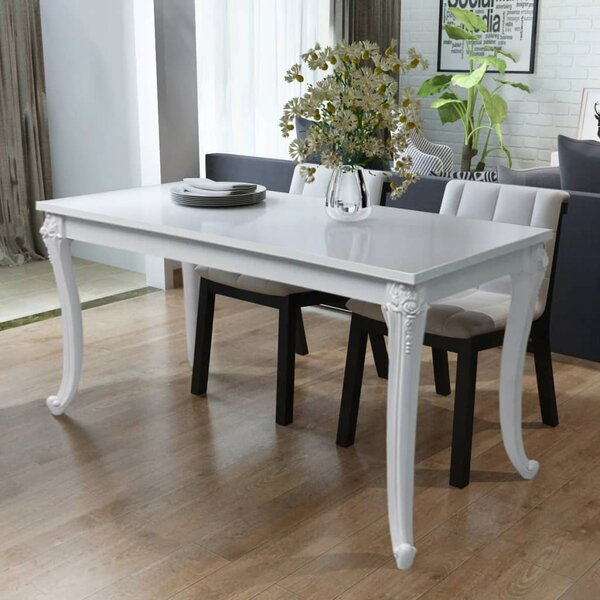 Jedálenský stôl 116x66x76 cm, vysoký lesk, biely