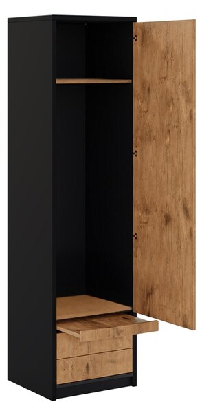 Skriňa Loft S ku vertikálnej sklápacej posteli Basic 60 cm - čierna / dub lancelot