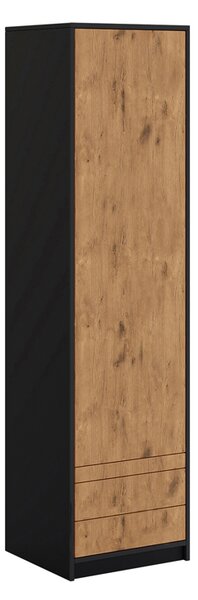 Skriňa Loft S ku vertikálnej sklápacej posteli Basic 60 cm - čierna / dub lancelot