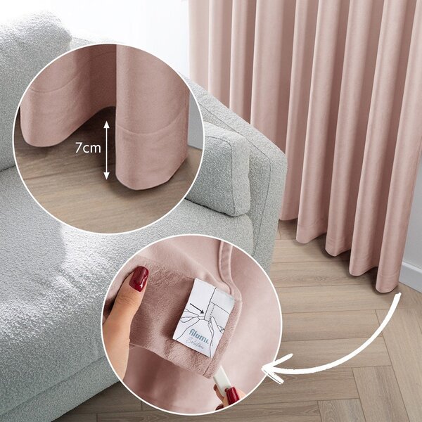 Svetloružový zamatový dimout záves 140x175 cm Velto – Filumi