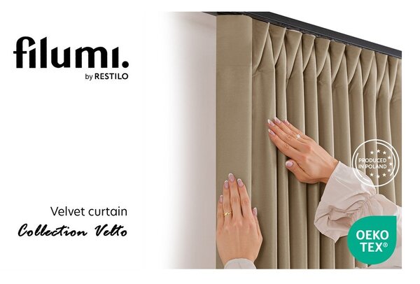 Béžový zamatový dimout záves 200x270 cm Velto – Filumi