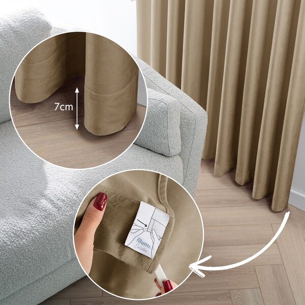 Béžový zamatový dimout záves 200x270 cm Velto – Filumi