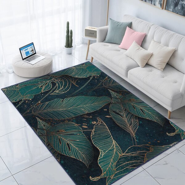 Prateľný behúň v petrolejovej farbe 80x200 cm Midnight Jungle – Mila Home