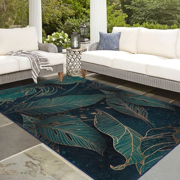 Prateľný behúň v petrolejovej farbe 80x200 cm Midnight Jungle – Mila Home