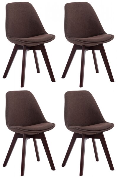 Stolička Borne V2 látka (SET 4 ks), drevené nohy orech - Hnedá