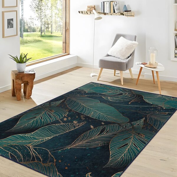 Prateľný behúň v petrolejovej farbe 80x200 cm Midnight Jungle – Mila Home