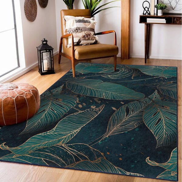 Prateľný behúň v petrolejovej farbe 80x200 cm Midnight Jungle – Mila Home