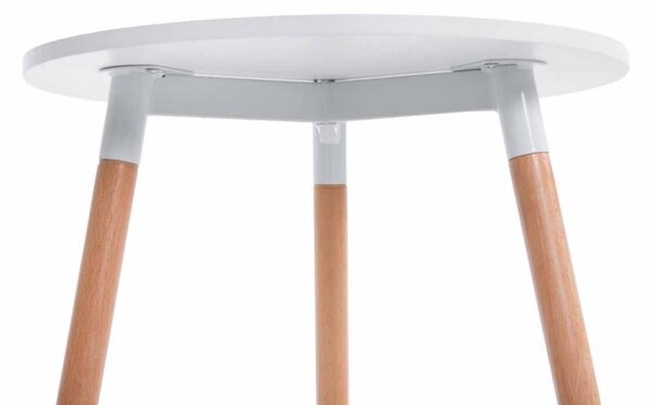 Jedálenský stôl okrúhly drevený Amalia natura - v75 x Ø60 cm - Biela