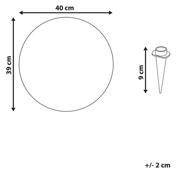 Vonkajšie guľaté LED svietidlo biele syntetický materiál 38 cm IP67 vodoodolné s diaľkovým ovládaním záhradné osvetlenie