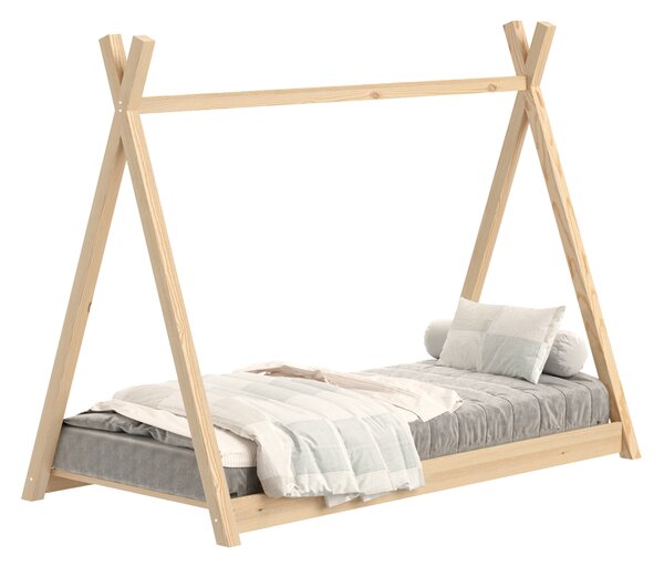 Detská posteľ Tipi 90x180 drevený domček - borovica