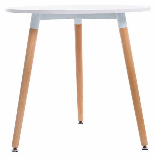 Jedálenský stôl okrúhly Angar, nohy natura - v75 x Ø80 cm - Biela