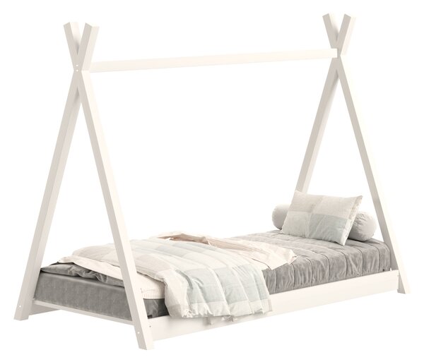 Detská posteľ Tipi 70x140 drevený domček - biely