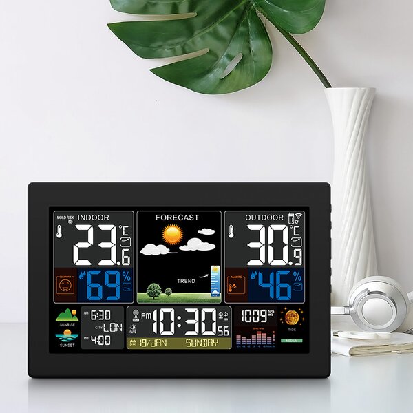 SOLIGHT Meteorologická stanica, XL farebný LCD, teplota, vlhkosť, tlak, RCC, čierna, TE81XL