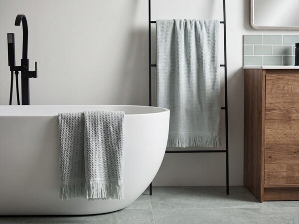 Sada 2 uterákov zelená bavlna polyester froté uteráky 100 x 150 cm doplnky do kúpeľne