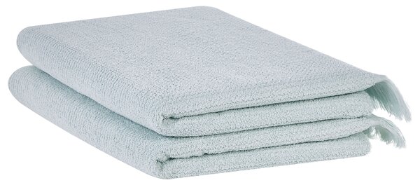 Sada 2 uterákov zelená bavlna polyester froté uteráky 100 x 150 cm doplnky do kúpeľne