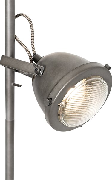 Priemyselná stojaca lampa oceľ s drevom 2-svetlá - Emado