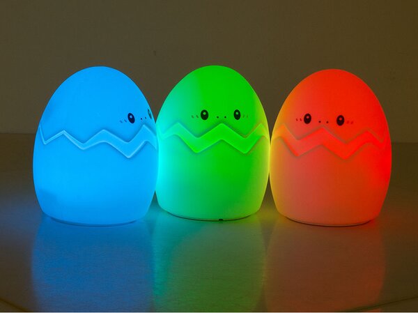 Silikónová LED detská nočná lampička EGG 12,5 cm biela