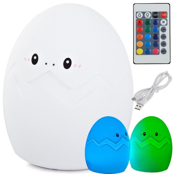 Silikónová LED detská nočná lampička EGG 12,5 cm biela