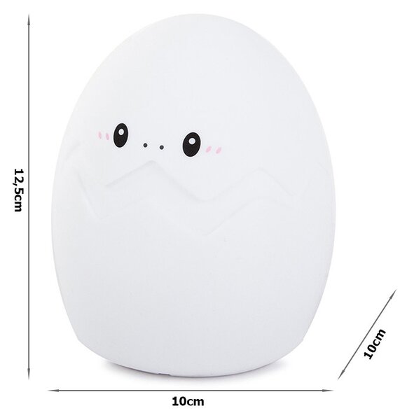 Silikónová LED detská nočná lampička EGG 12,5 cm biela