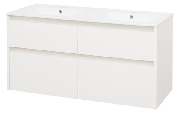 Mereo Opto, kúpeľňová skrinka s keramickým umývadlom 121 cm, biela, dub, biela/dub, čierna Opto, kúpeľňová skrinka s keramickým umývadlom 121 cm, bie…