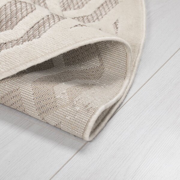 Flair Rugs , Kusový koberec Piatto Mondo Natural kruh – na von aj na doma, 160x160 (priemer) kruh, béžová, chodba / predsieň